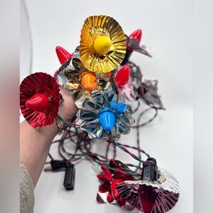 Vintage Reflector Flower String Lights 18 Multicolor Christmas